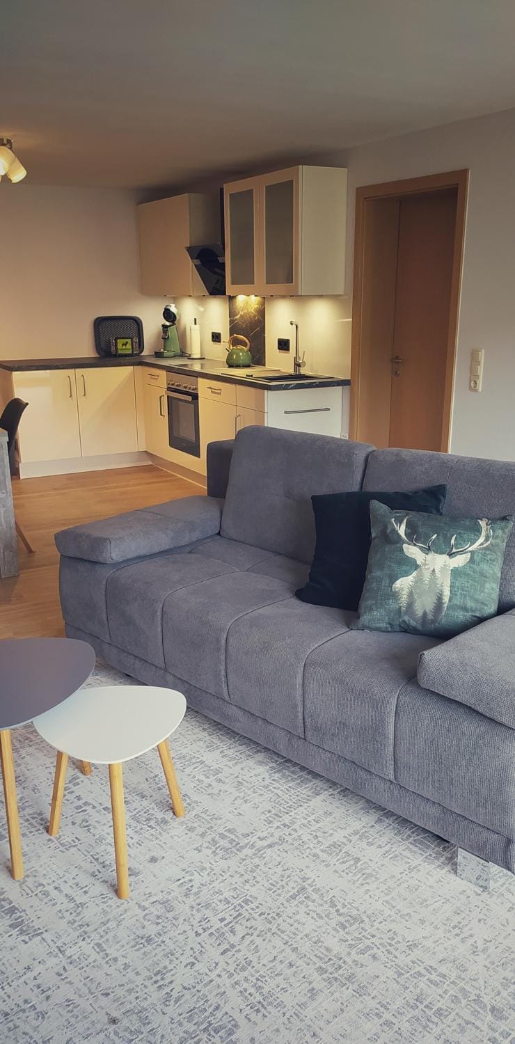 Kitchen or kitchenette, Living room, Seating area