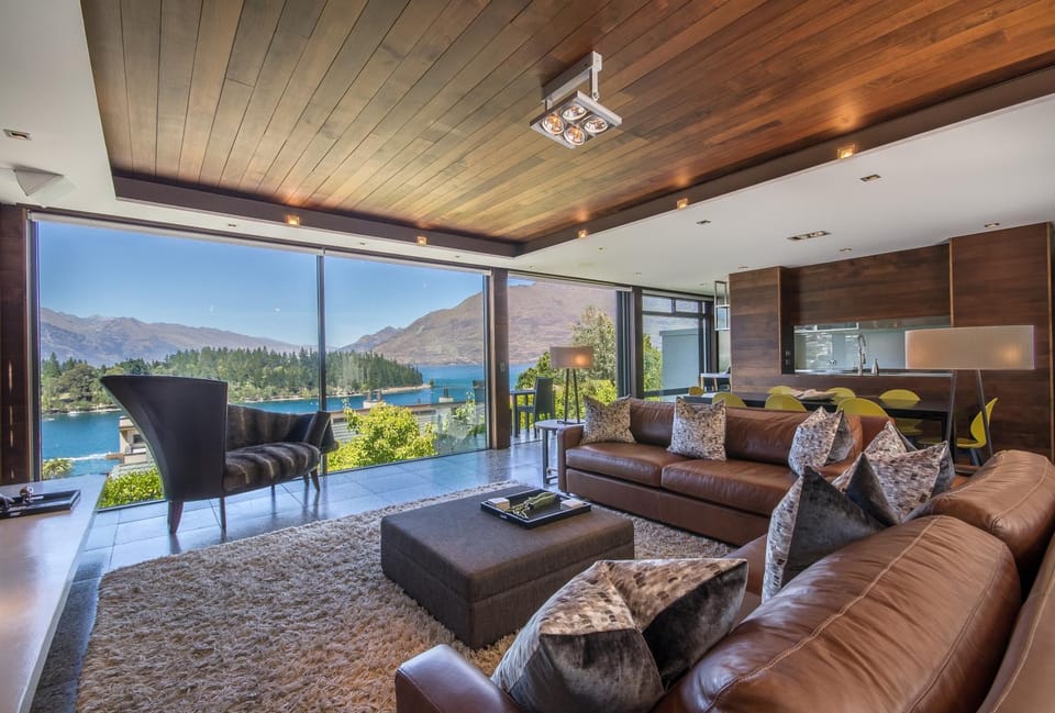 Natural landscape, Living room, Seating area, Lake view, Mountain view