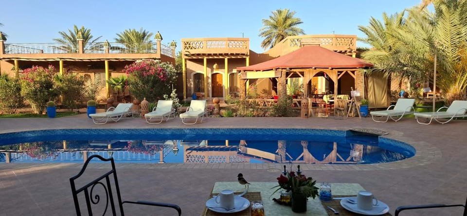 Property building, Patio, Day, Natural landscape, Garden, Garden view, Pool view, Swimming pool, sunbed