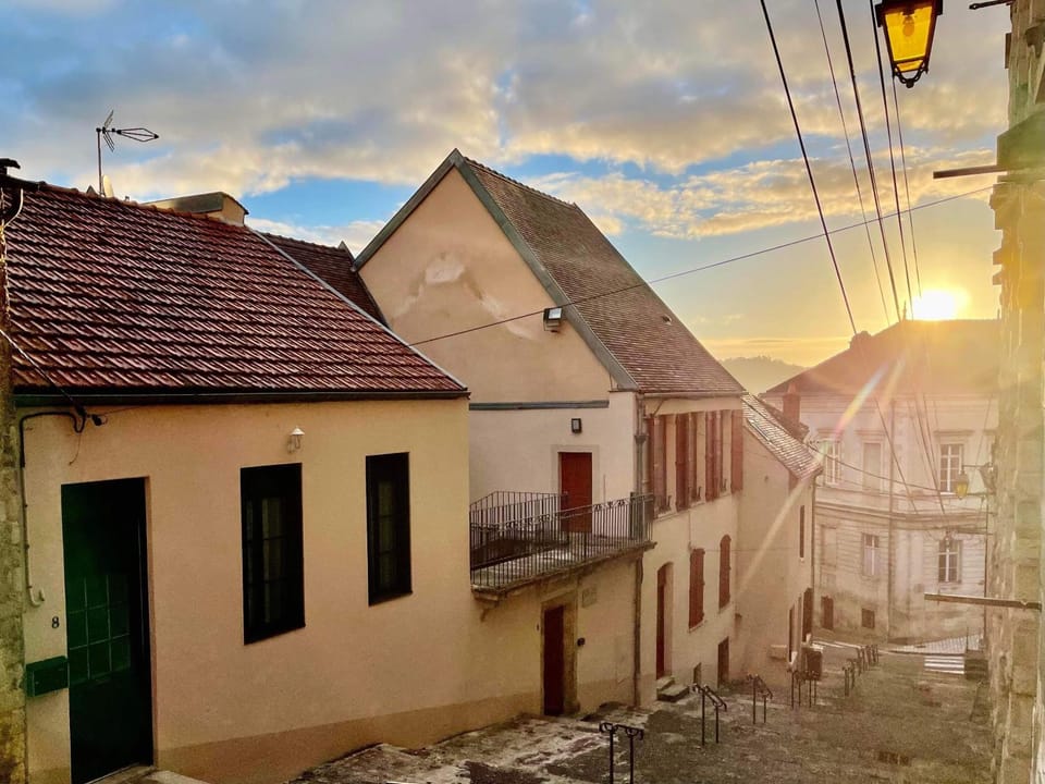 Property building, City view, Sunset