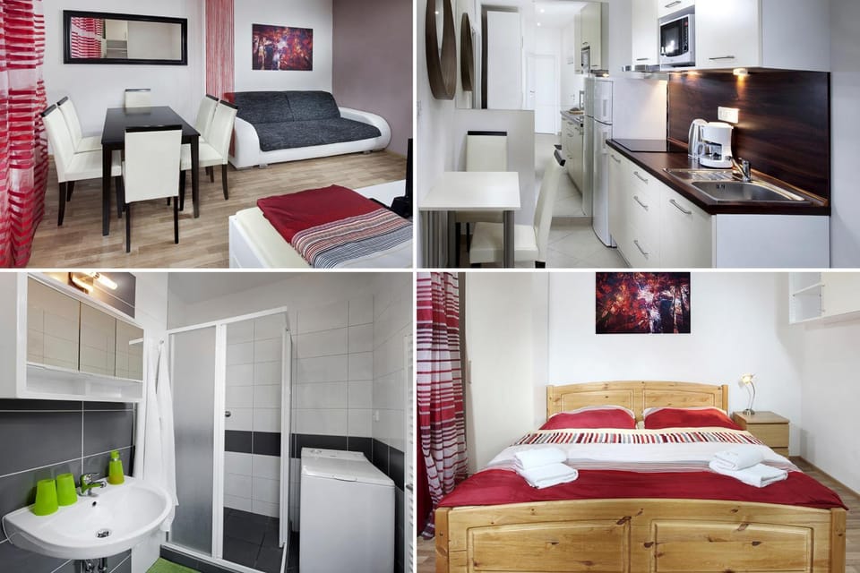 Shower, Bathroom, Coffee/tea facilities, Kitchen or kitchenette, Living room, Seating area, Dining area, Bedroom