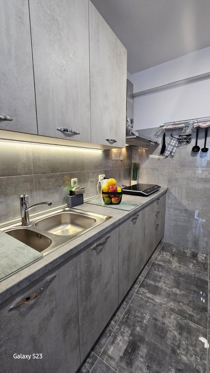 Kitchen or kitchenette, dishwasher, stove
