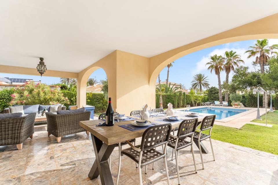 Property building, Living room, Swimming pool