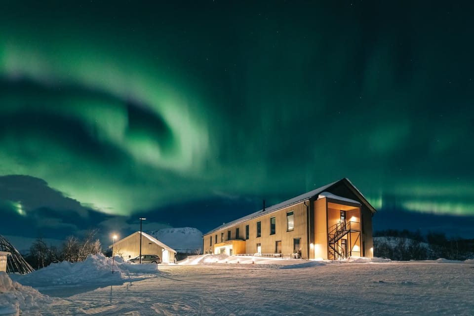 Property building, Night, Winter