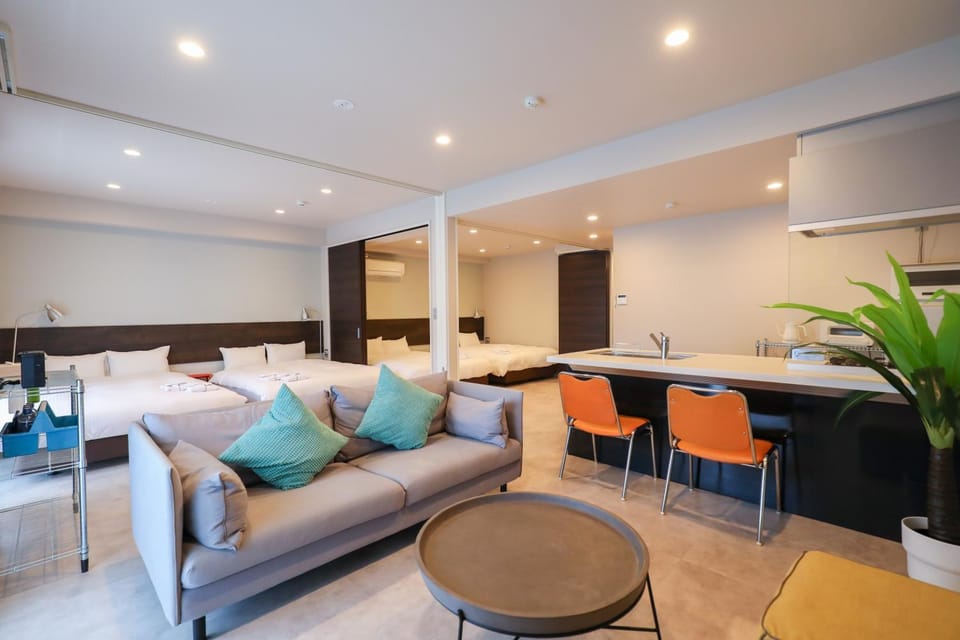 Bed, Living room, Seating area