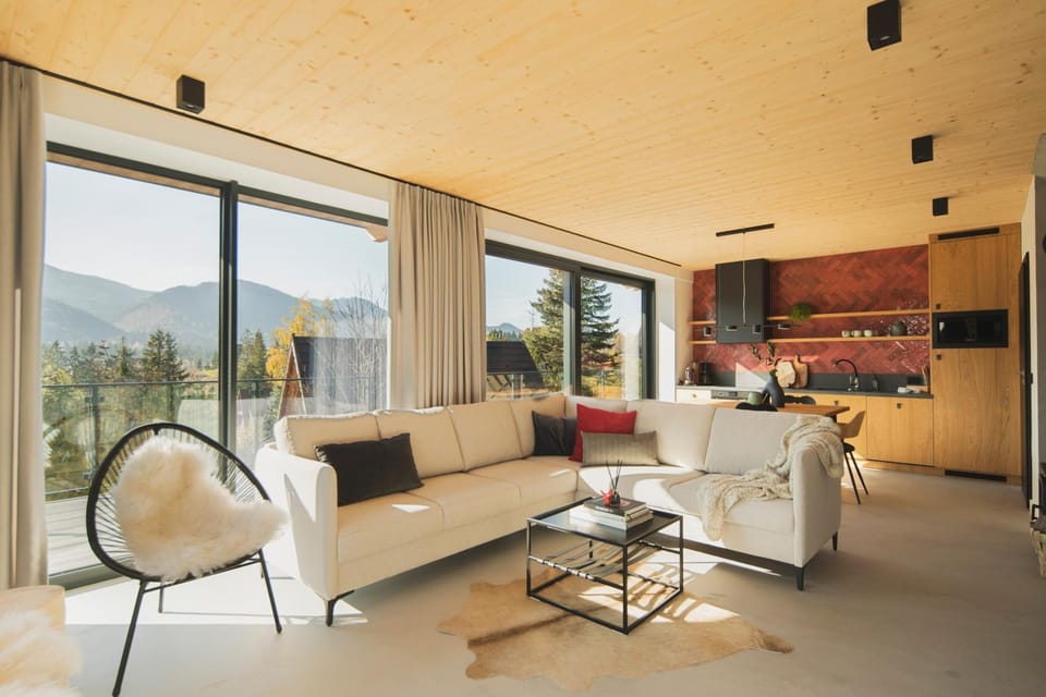 Living room, Seating area, Mountain view