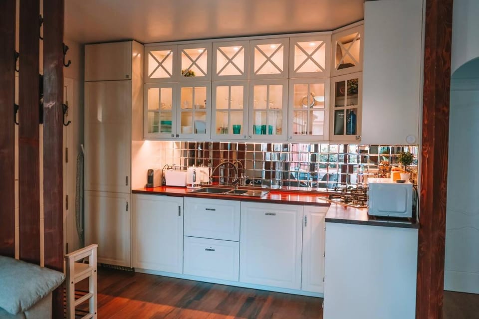 Kitchen or kitchenette, minibar, stove