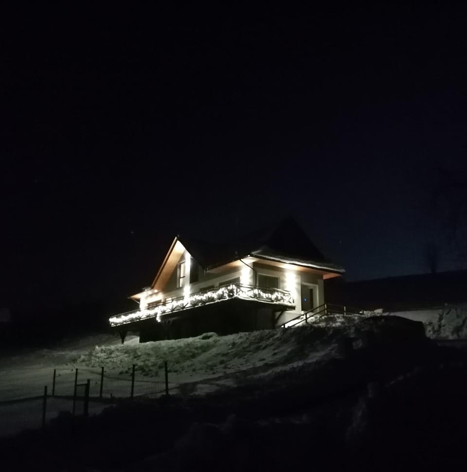 Property building, Night, Winter