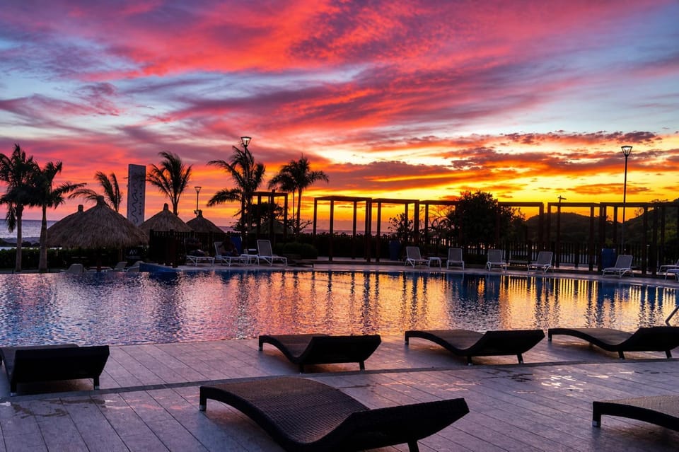 Pool view, Sunset