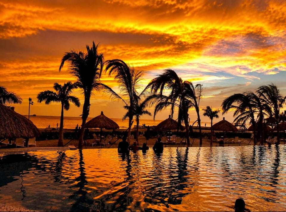 Natural landscape, Lake view, Swimming pool, Sunset