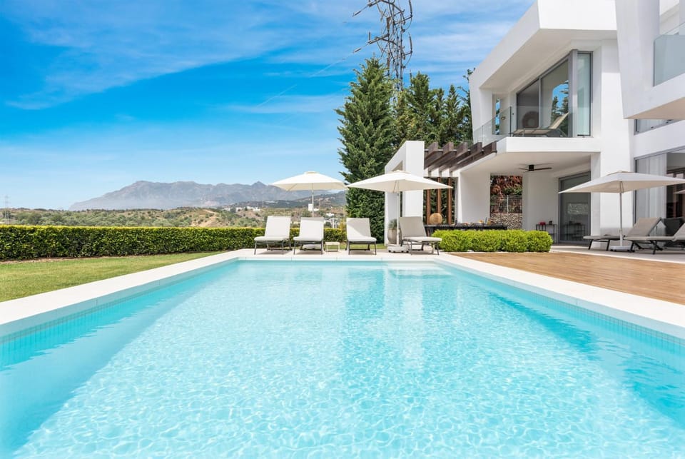Property building, Living room, Swimming pool