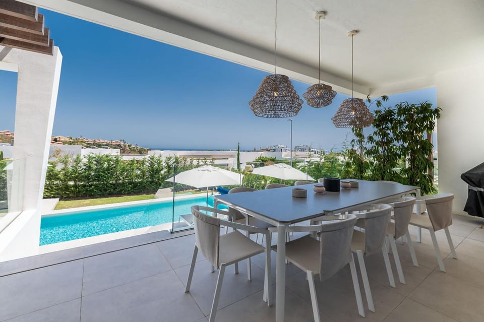 Property building, Living room, Swimming pool