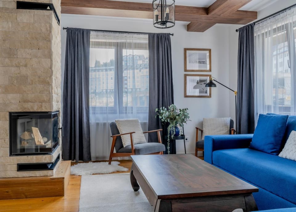 Library, Living room, Mountain view, fireplace