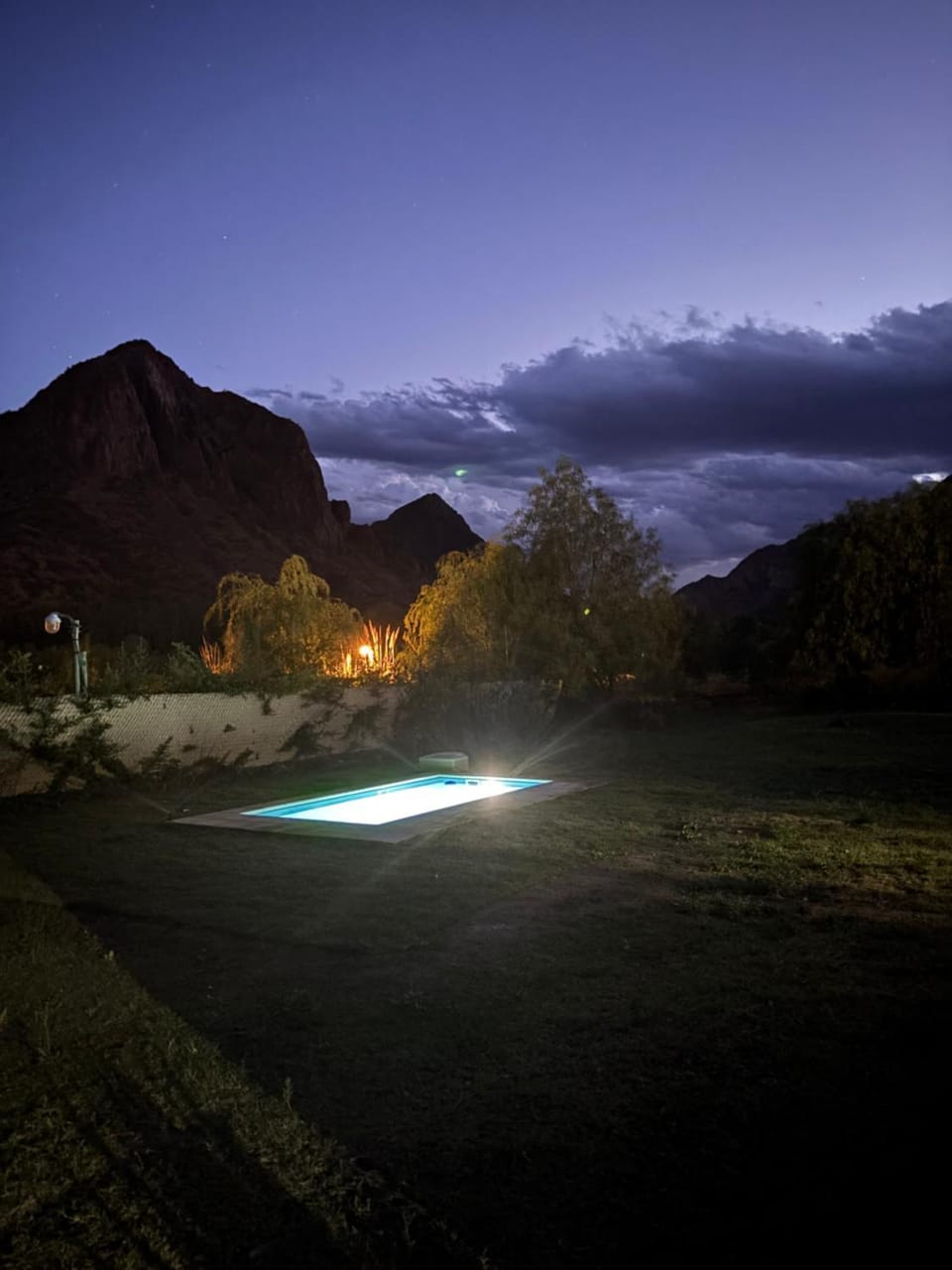 Patio, Night, Natural landscape, Mountain view