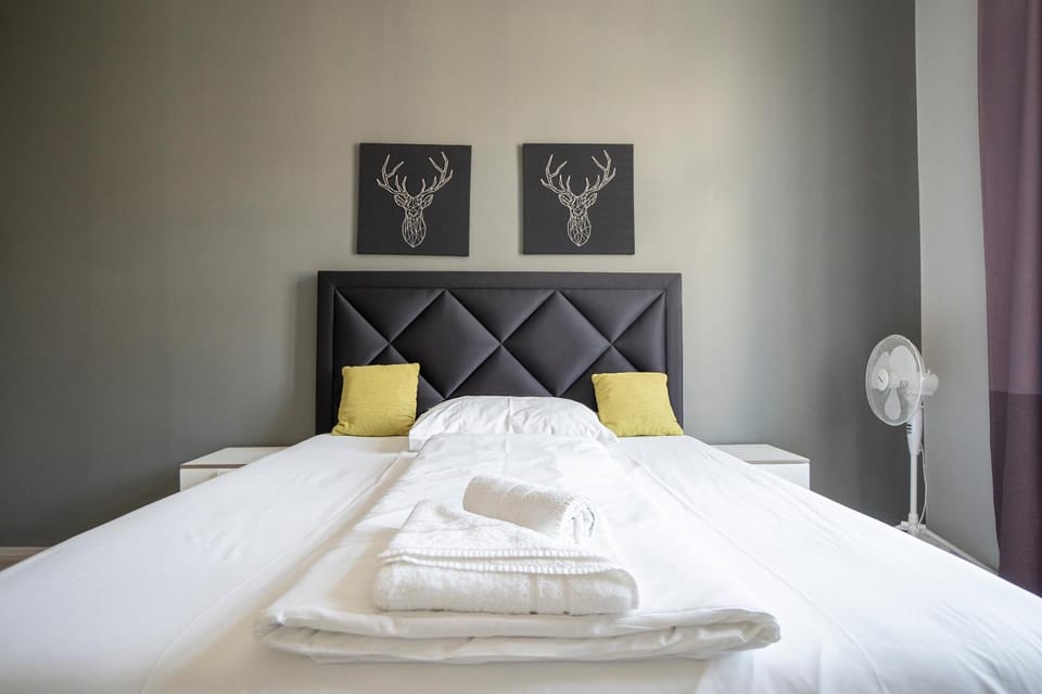 Bed, Photo of the whole room, Bedroom, towels