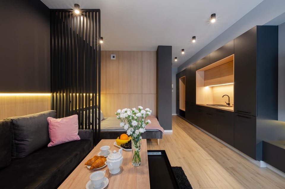 Kitchen or kitchenette, Living room, Dining area