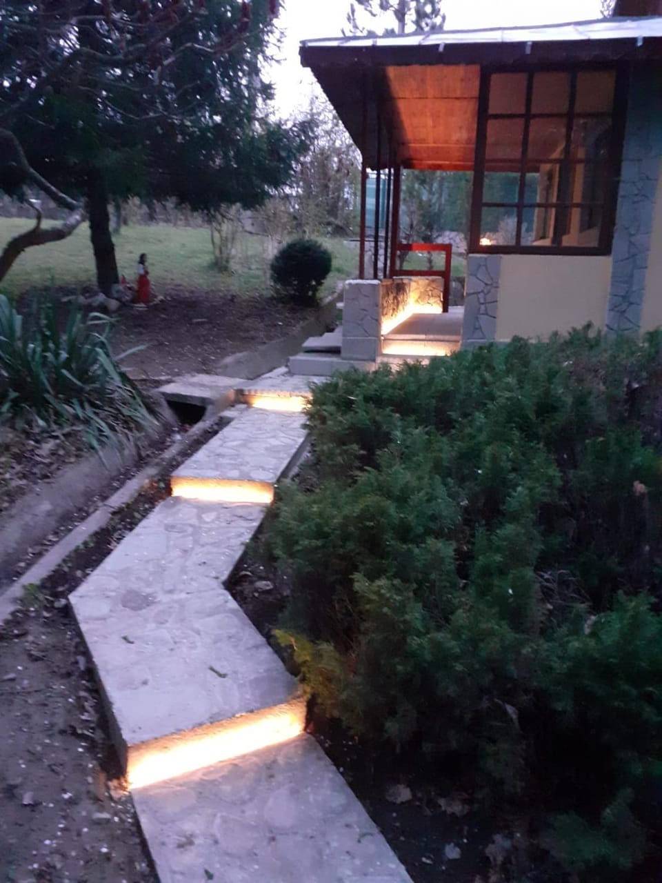 Property building, Night, Garden, Garden view