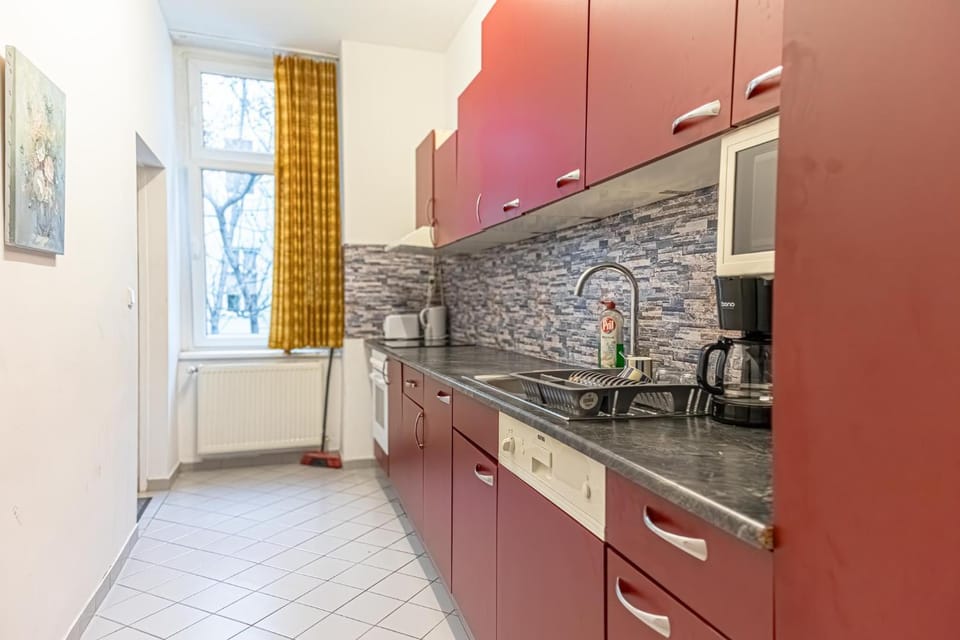 Kitchen or kitchenette, stove