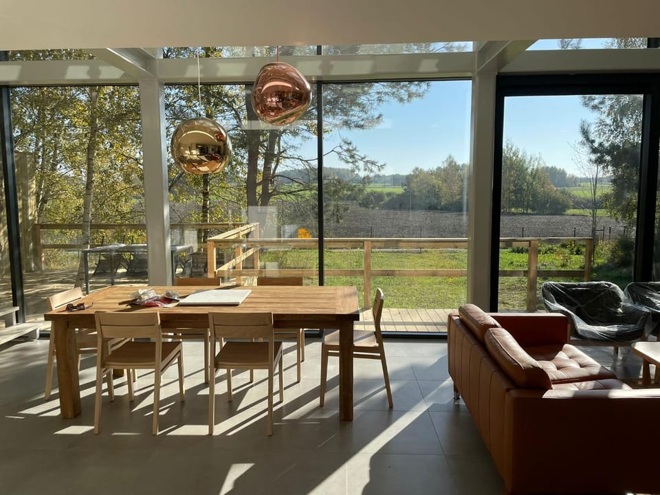 Spring, Day, Garden, View (from property/room), Balcony/Terrace, Living room, Seating area, Dining area, Garden view