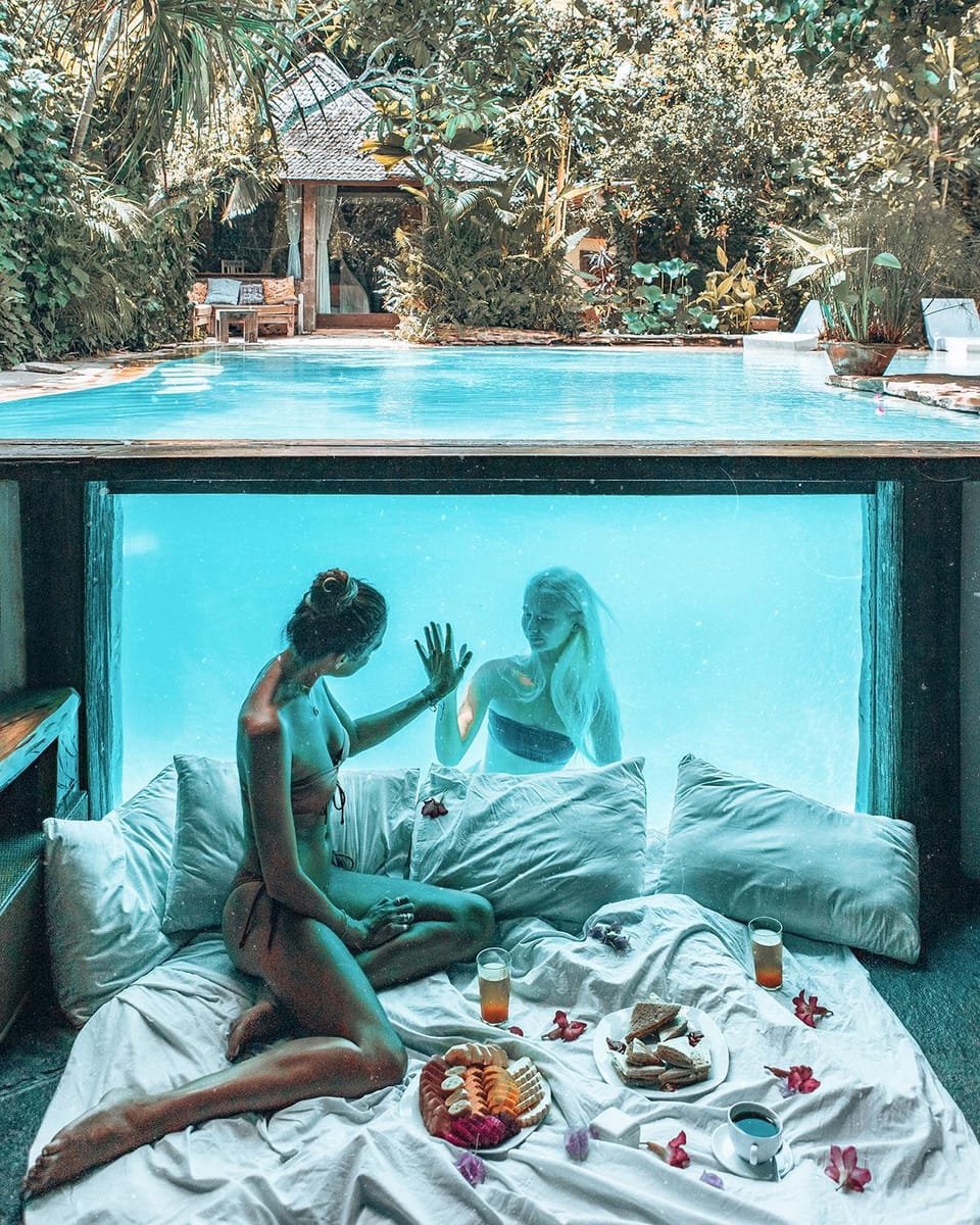 Living room, Pool view