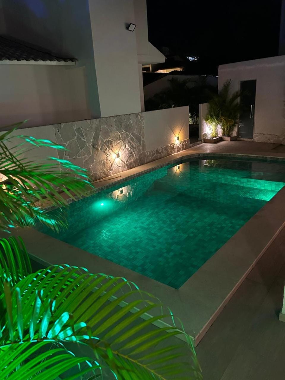 Night, Pool view, Swimming pool
