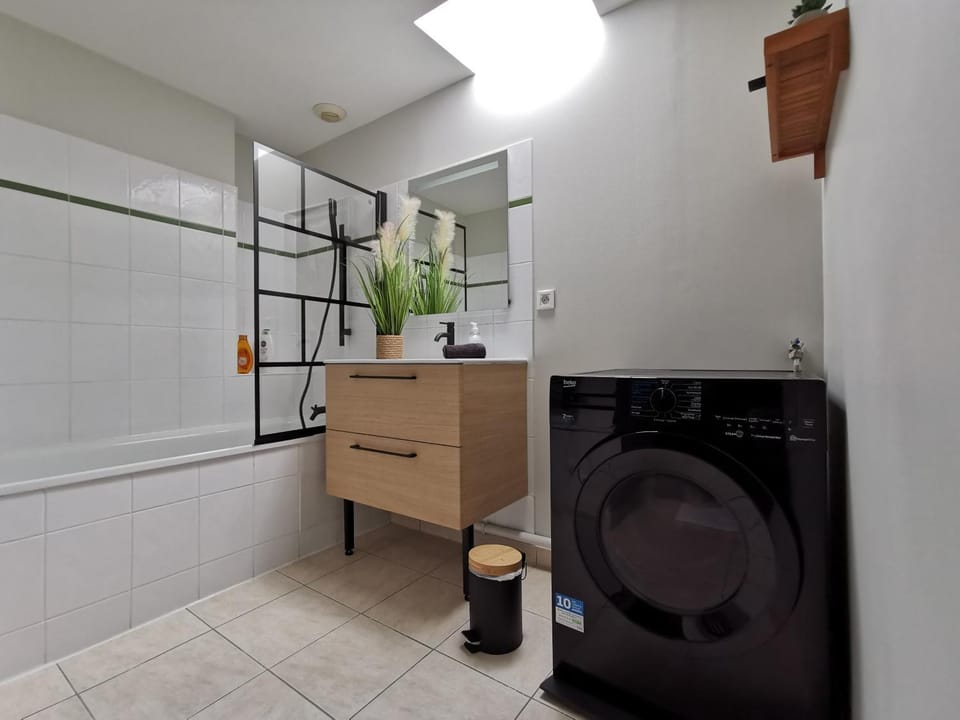 Bathroom, washing machine, dryer