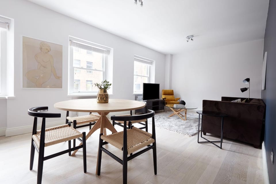 Property building, Living room, Dining area