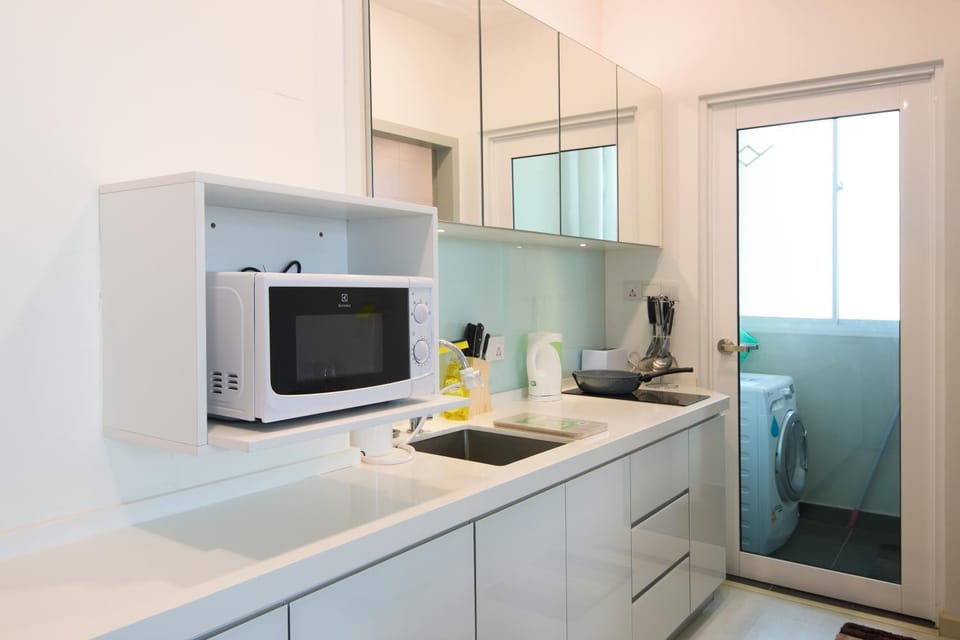 Kitchen or kitchenette, stove, toaster