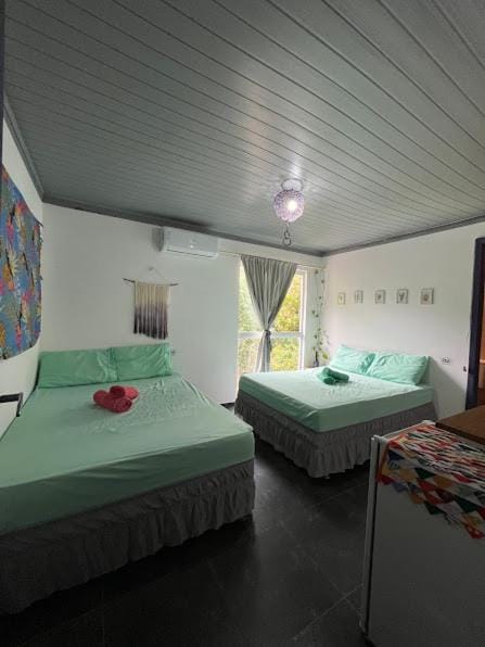 Bed, Photo of the whole room, Bedroom, towels, air conditioner