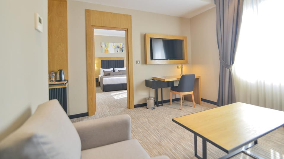 Bed, TV and multimedia, Living room, Photo of the whole room, Seating area, Dining area, Bedroom