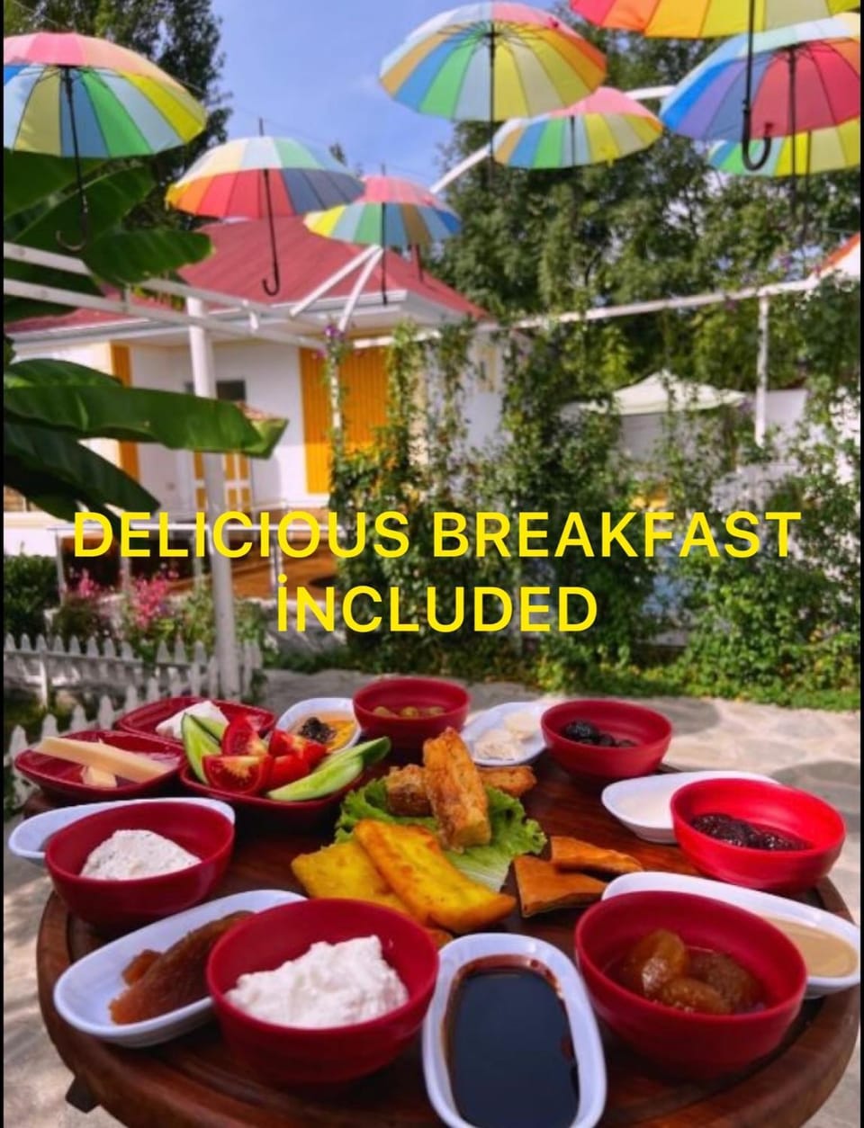 Property building, Restaurant/places to eat, Day, Food and drinks, Food, Text overlay, Swimming pool, Breakfast, Continental breakfast