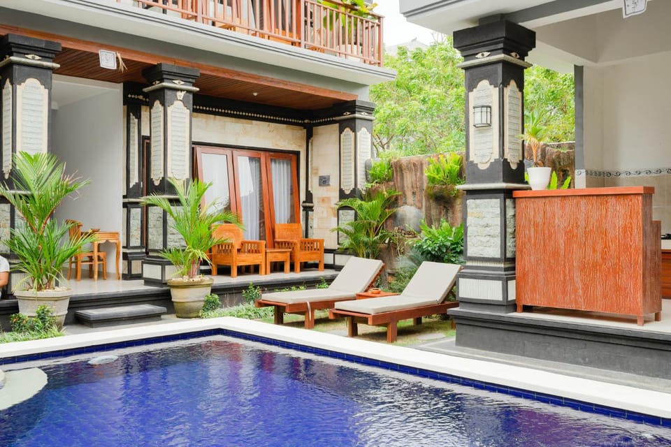 Property building, Patio, Day, Garden, View (from property/room), Balcony/Terrace, Seating area, Garden view, Pool view, Swimming pool, sunbed