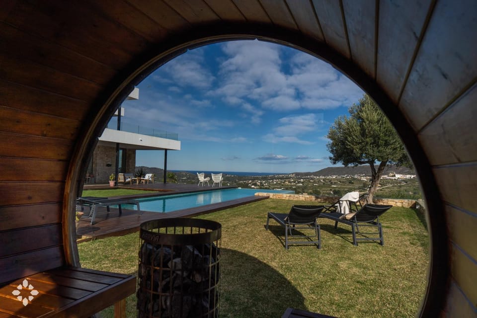 Patio, Day, Natural landscape, Pool view, Swimming pool, sunbed