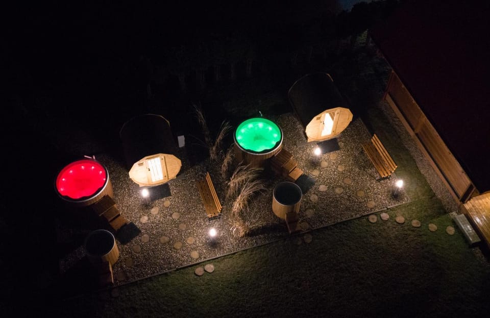 Night, Bird's eye view, Hot Tub, Sauna