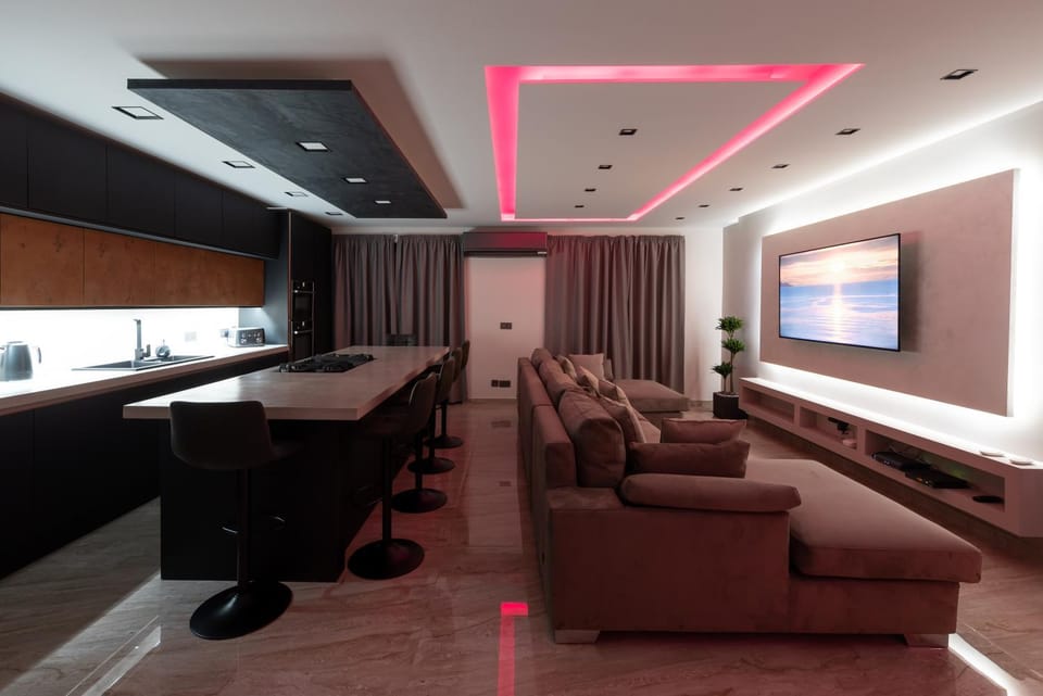 Living room, kitchen