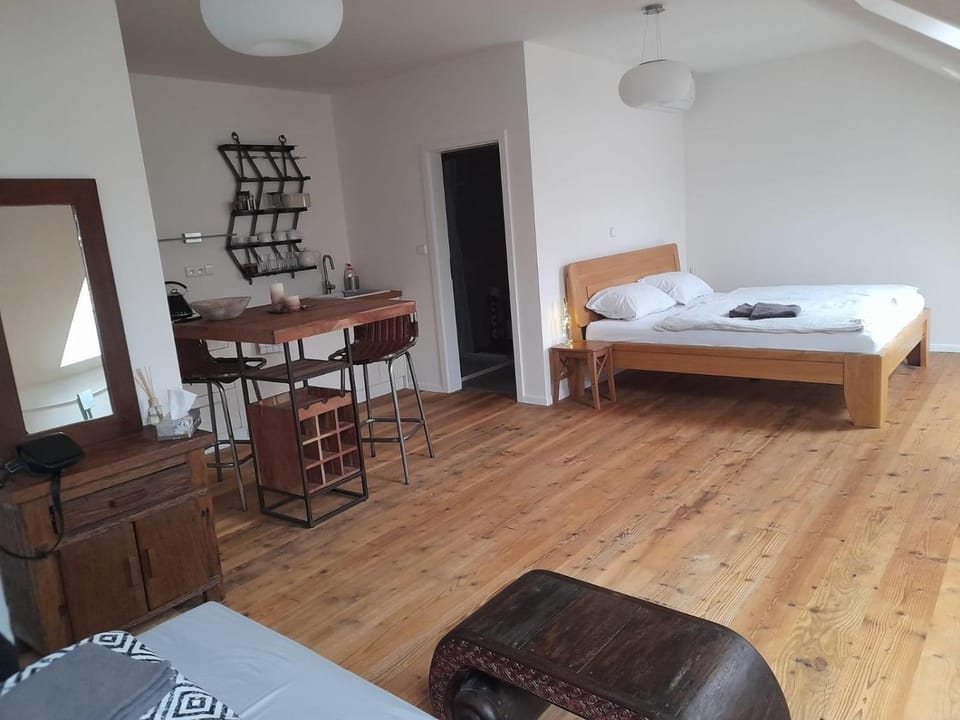 Bed, Kitchen or kitchenette, Living room, Photo of the whole room