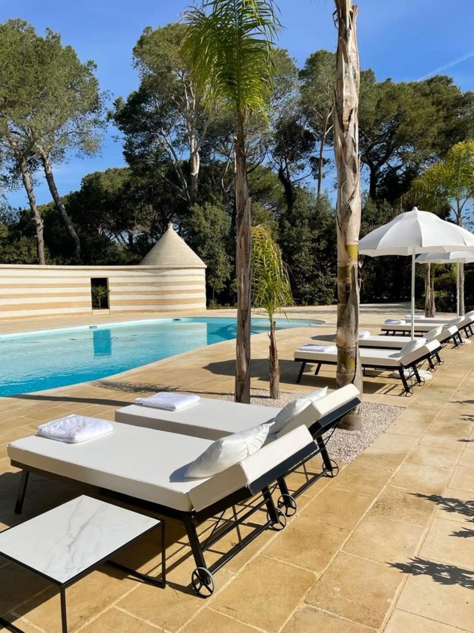 Swimming pool, sunbed