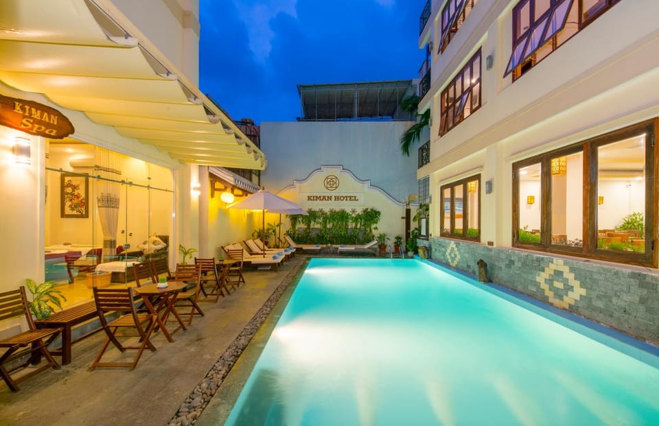 Night, Winter, Swimming pool, Swimming pool