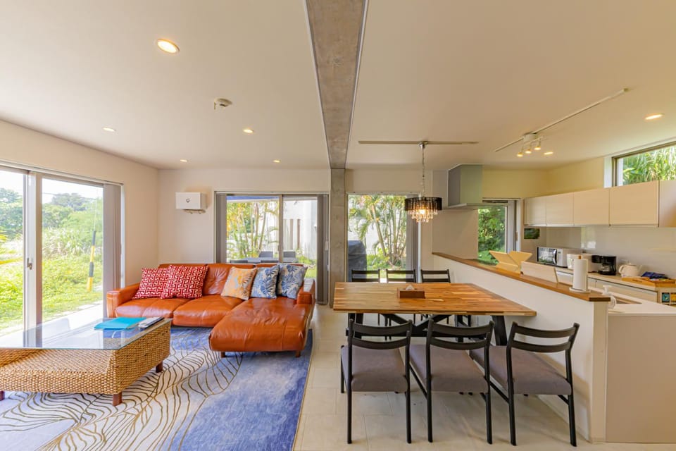 Kitchen or kitchenette, Living room, Dining area, stove