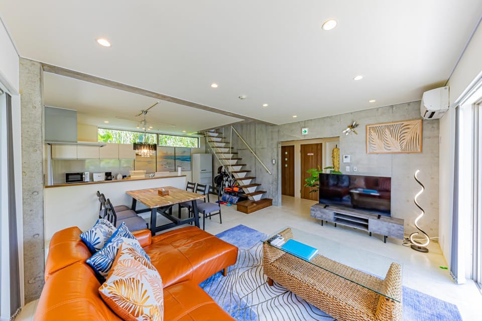 Kitchen or kitchenette, Living room, Dining area, stove