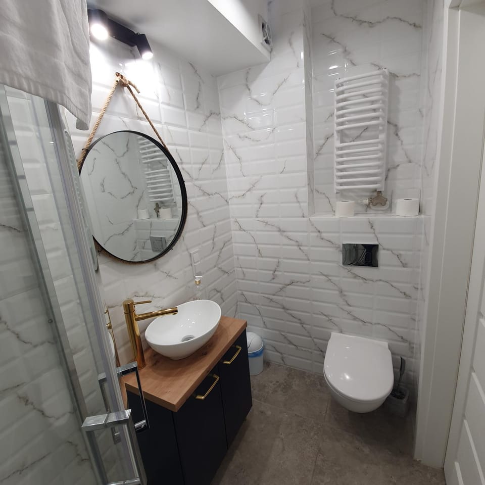 Shower, Toilet, Bathroom, hair dryier, towels