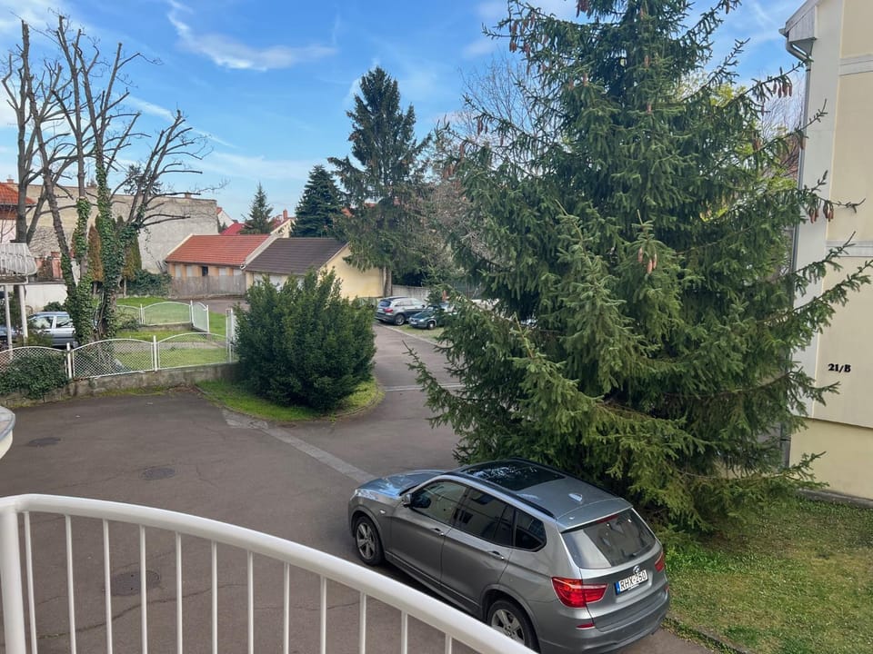 Spring, Inner courtyard view, Parking