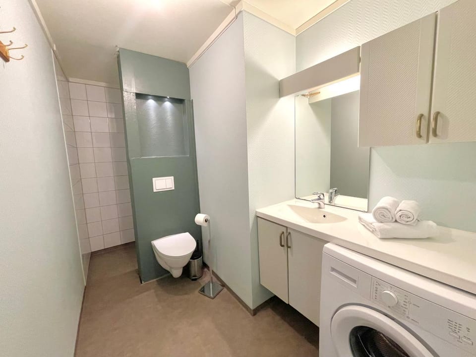 Toilet, Bathroom, towels, washing machine