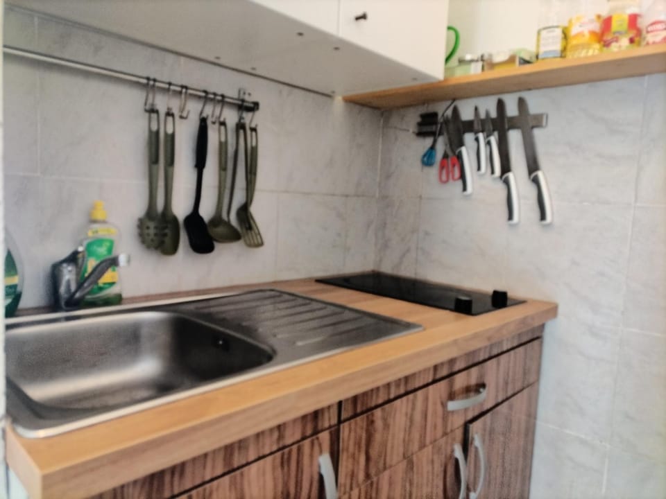 Kitchen or kitchenette, stove