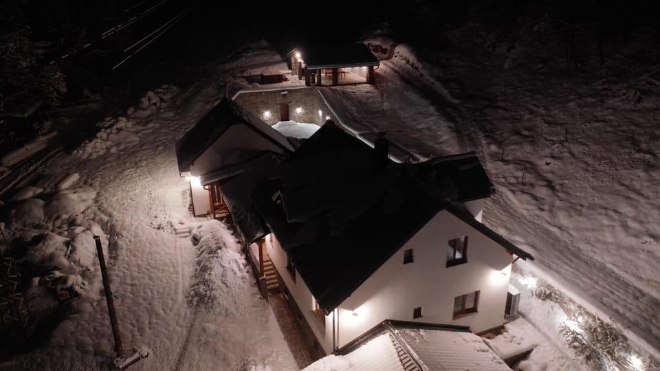 Property building, Night, Winter