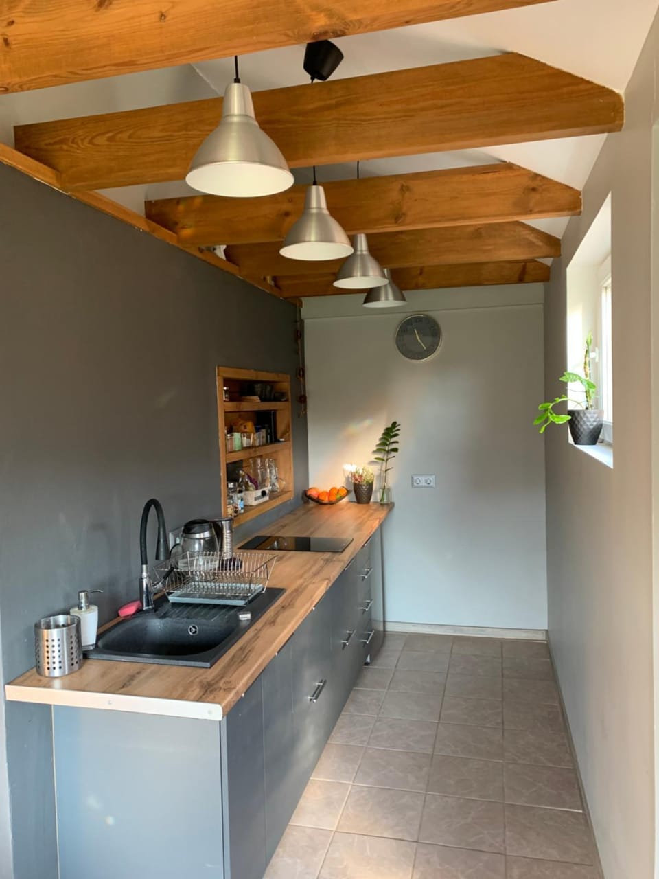 Kitchen or kitchenette, stove