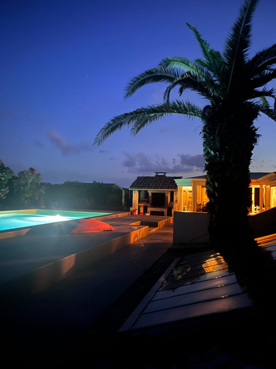 Night, Pool view, Swimming pool