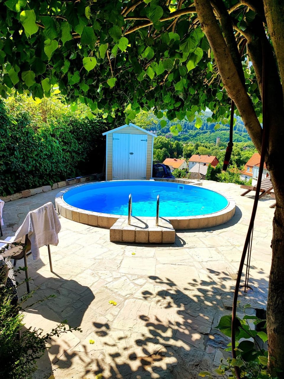 BBQ facilities, View (from property/room), Seating area, Garden view, Swimming pool, sunbed