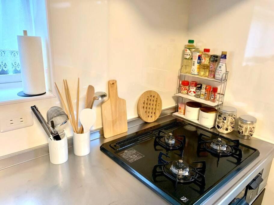 Kitchen or kitchenette, stove