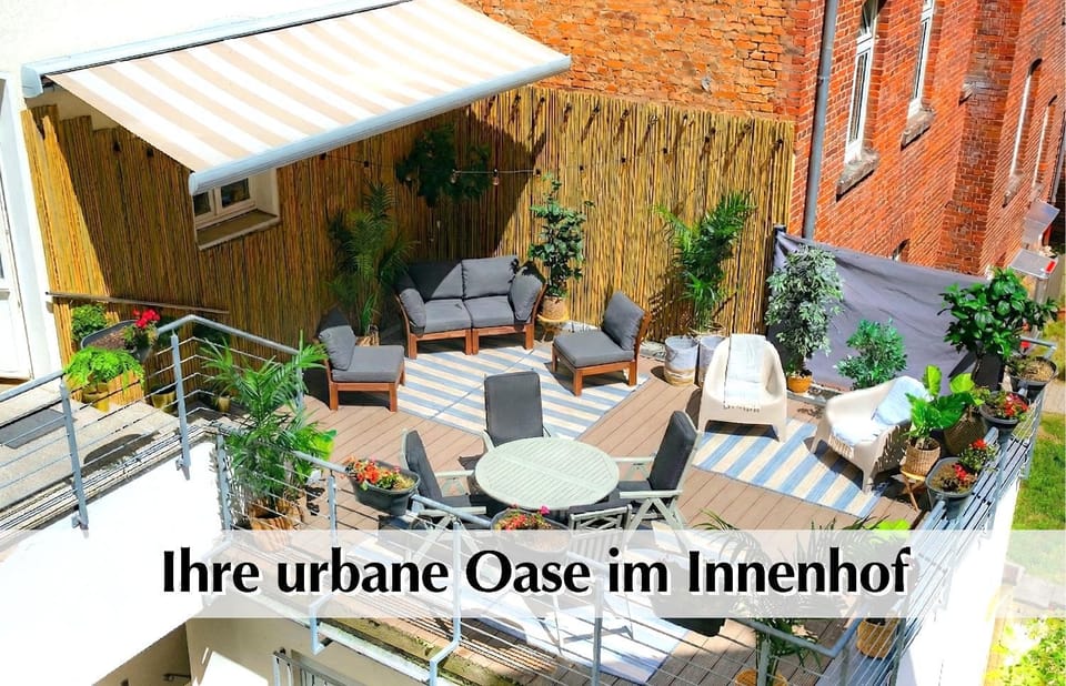 Property building, Patio, Day, Dining area, Text overlay